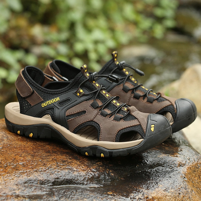 EMOSEWA High Quality Men Sandals Genuine Leather England Style Male Sandals / FREE Shipping