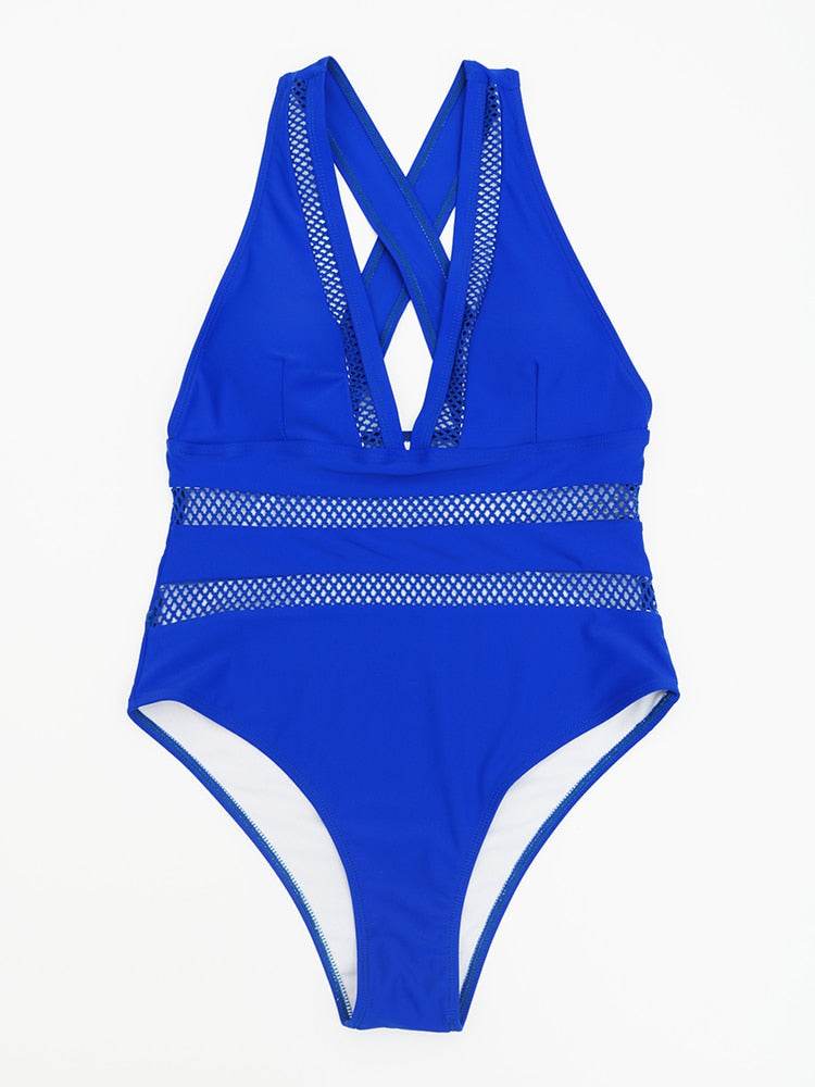 2023 New Sexy Mesh One Piece Swimsuit for Women Deep V-neck / FREE Shipping