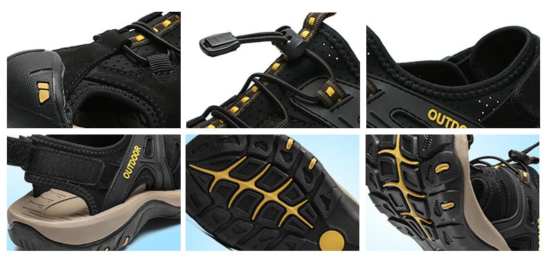 EMOSEWA High Quality Men Sandals Genuine Leather England Style Male Sandals / FREE Shipping