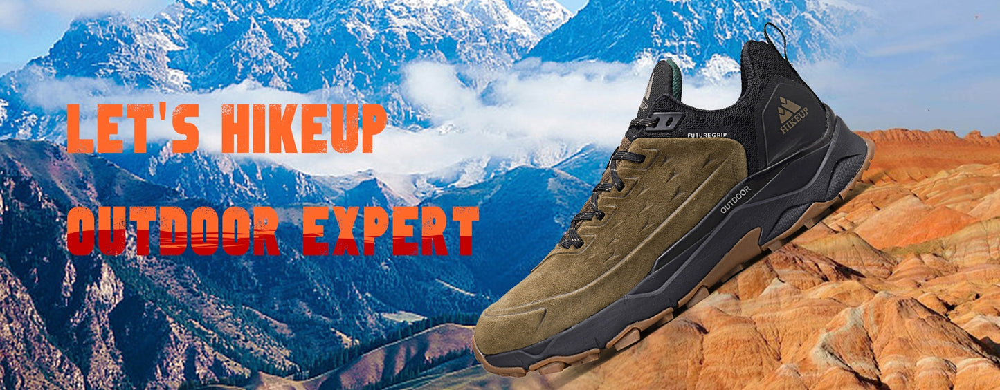 HIKEUP Leather Hiking Shoes for Men great for Outdoors orthopedic cushion sole/ FREE Shipping 15 days