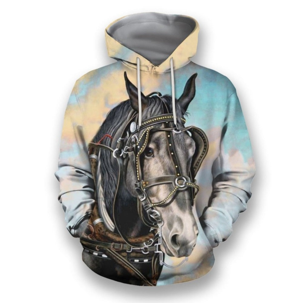 Ladies / Men hoodie beautiful 3D animal Prints / horse Men/ pullover streetwear / FREE shipping