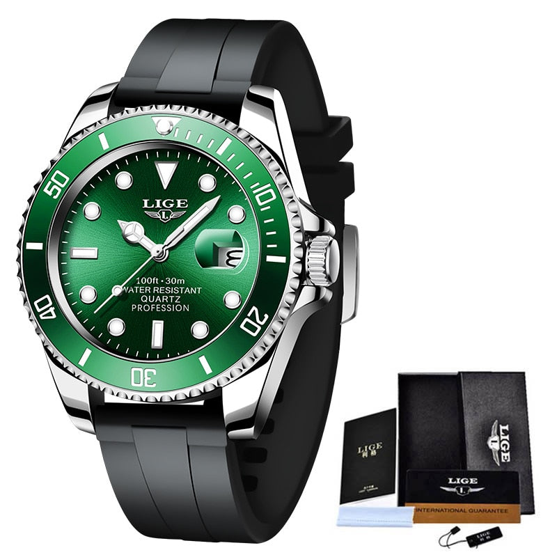 LIGE Top Brand Luxury Fashion Diver Watches for Men / 30ATM Waterproof / FREE Shipping