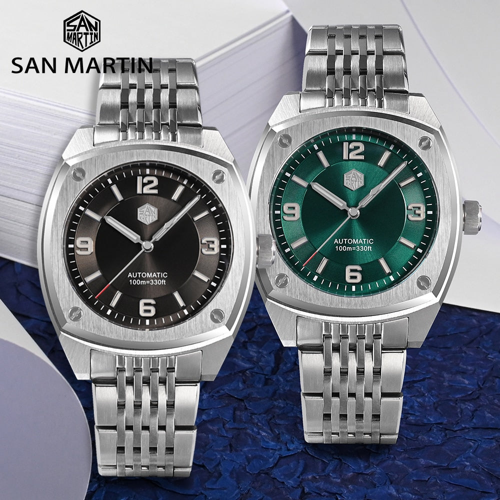 San Martin 39.5mm Original Sports Style High Quality Classic Luxury Men Mechanical Dive Watches Sapphire 10Bar BGW-9
