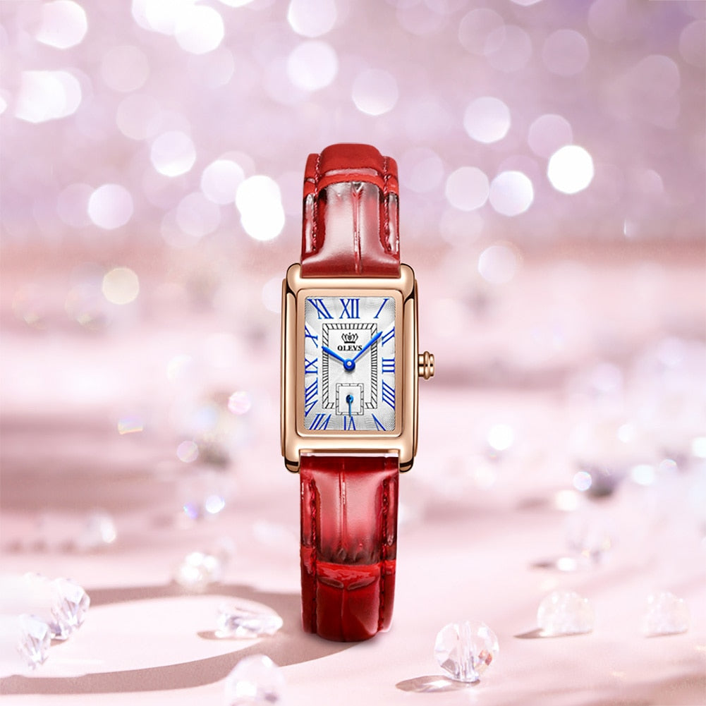 OLEVS elegant Top Luxury Brand Watch for Women / Red Quartz / Waterproof