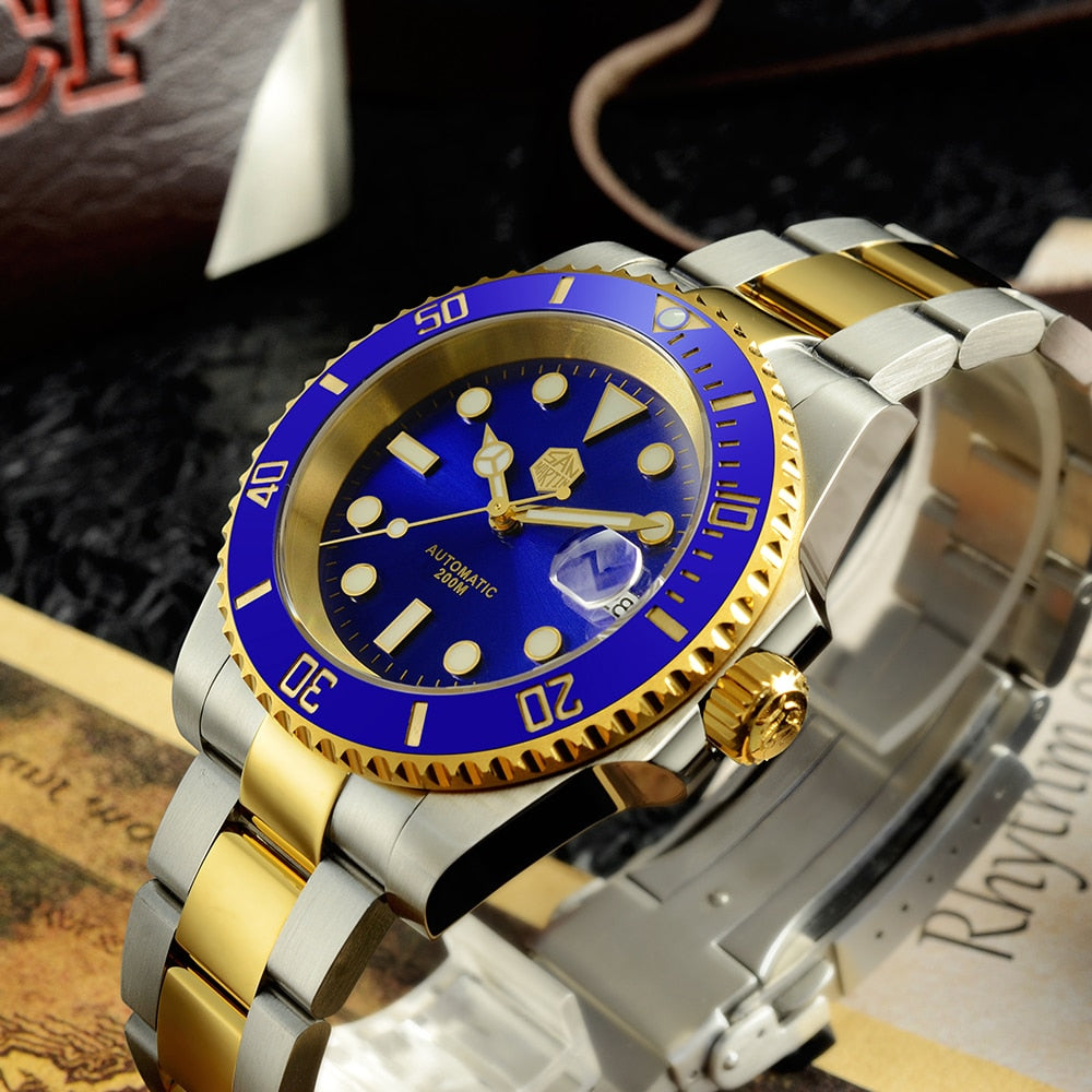 San Martin Diver Watch Water Ghost Sub Homage NH35 Luxury Sapphire Men Mechanical Watches 20Bar Waterproof BGW-9 Luminous