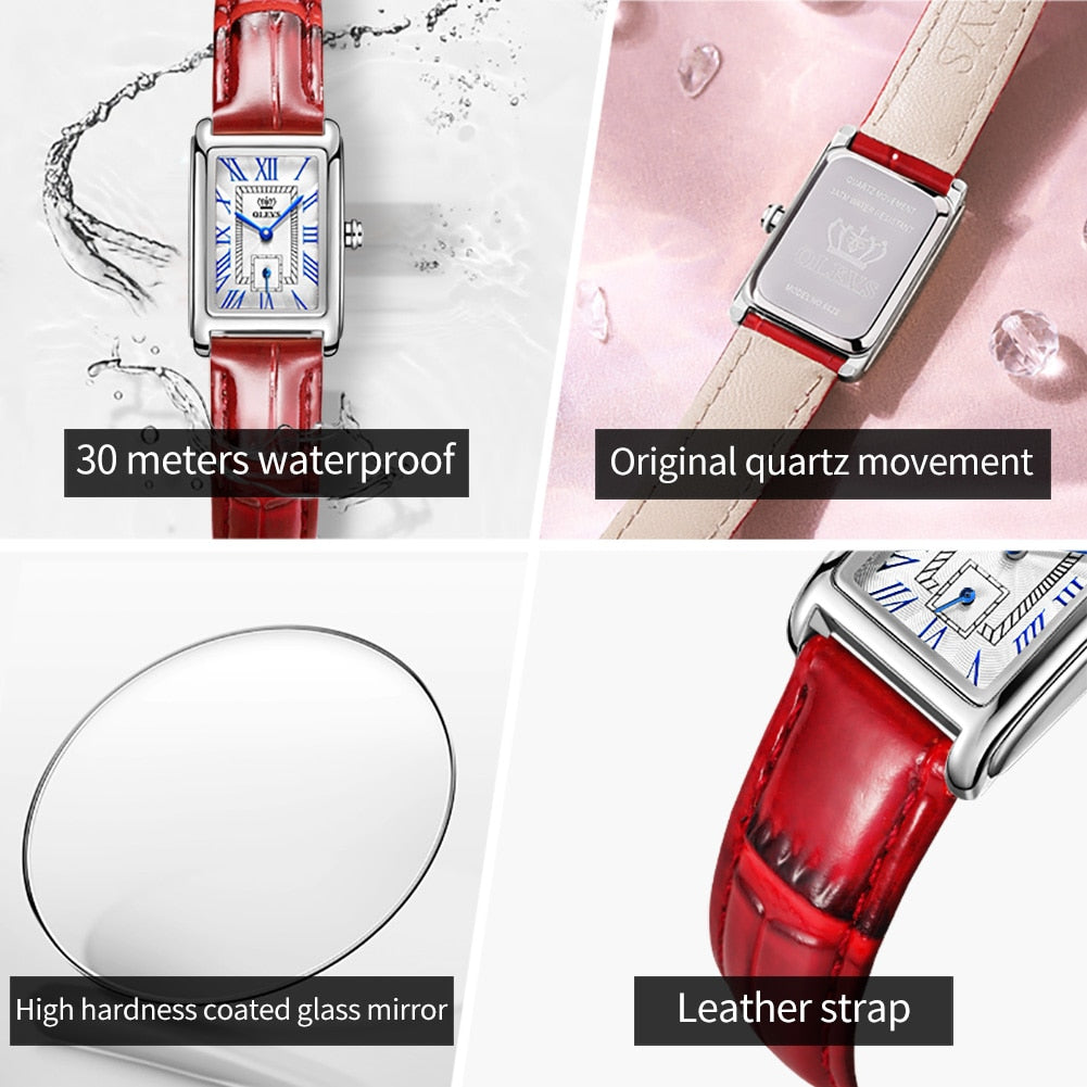 OLEVS elegant Top Luxury Brand Watch for Women / Red Quartz / Waterproof