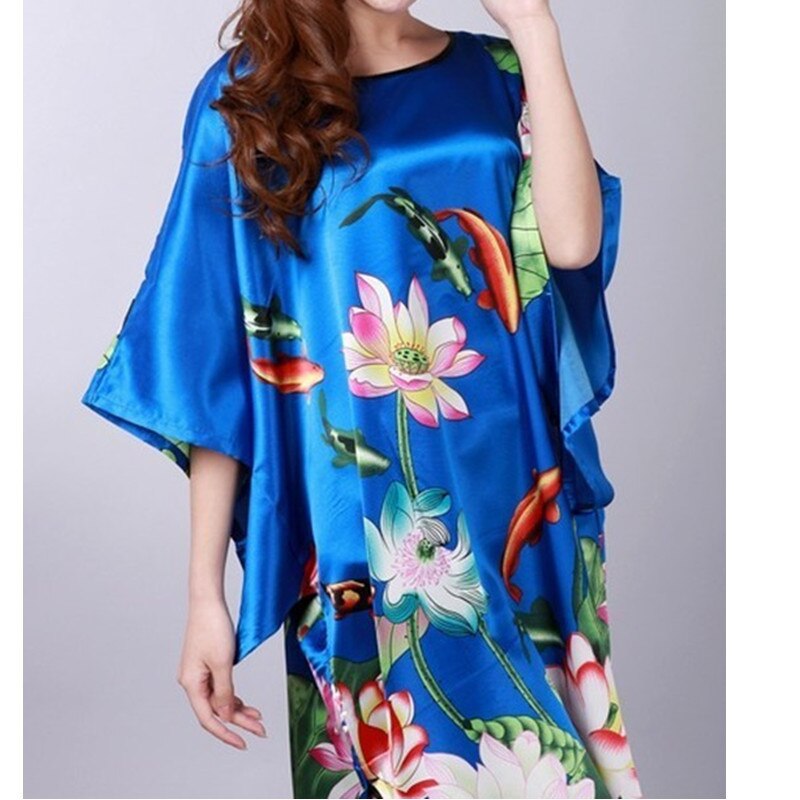 New Arrival Ladies Light Blue Silk Rayon Nightwear Summer Lounge / Beach Robe / FREE Shipping