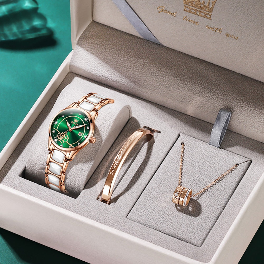 OLEVS beautiful elegant Watches for Women Camellia / Quartz / Japan Movement / 30M Waterproof