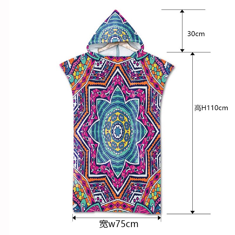 Adult custom print hoodie Beach robe / Bath robe great for the Beach or casual wear / Free Shippng