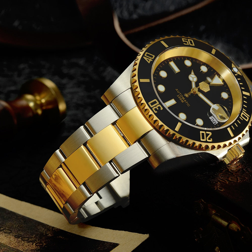 San Martin Diver Watch Water Ghost Sub Homage NH35 Luxury Sapphire Men Mechanical Watches 20Bar Waterproof BGW-9 Luminous