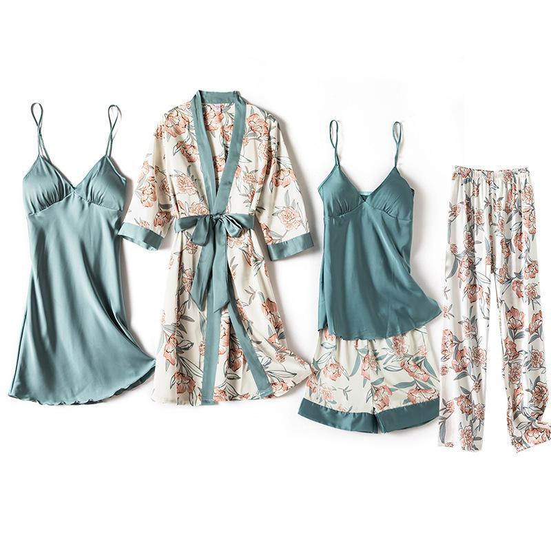 Ladies Intimate Lingerie Sexy Robe / Kimono / soft Satin Print Flowers / FREE Shipping