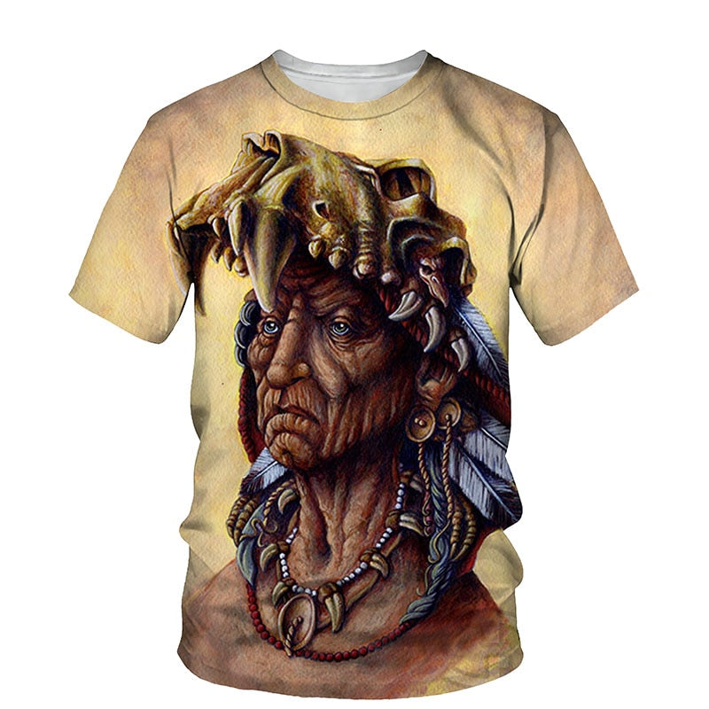 Men's fashion Indian Culture 3D Short Sleeve Casual T-shirts / FREE Shipping