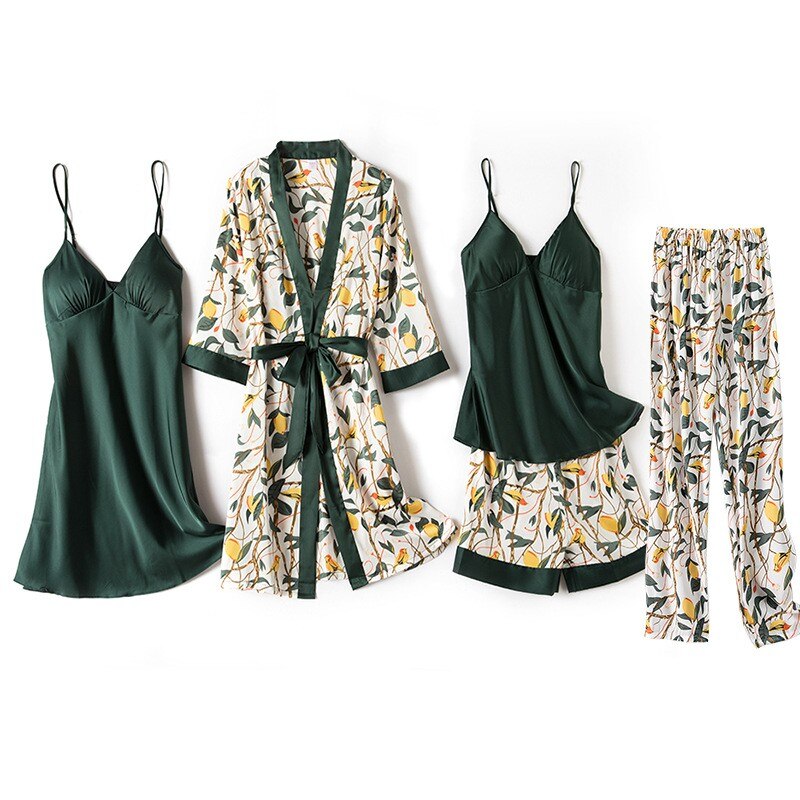 Ladies Intimate Lingerie Sexy Robe / Kimono / soft Satin Print Flowers / FREE Shipping