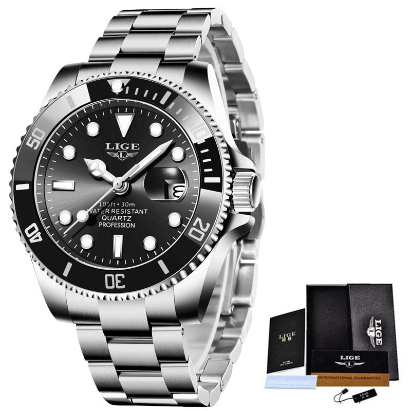 LIGE Top Brand Luxury Fashion Diver Watches for Men / 30ATM Waterproof / FREE Shipping