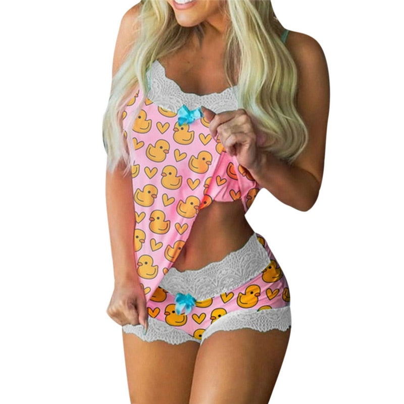 Ladies sexy Pajamas Sleeveless top and panties / Lingerie Sleepwear / FREE Shipping