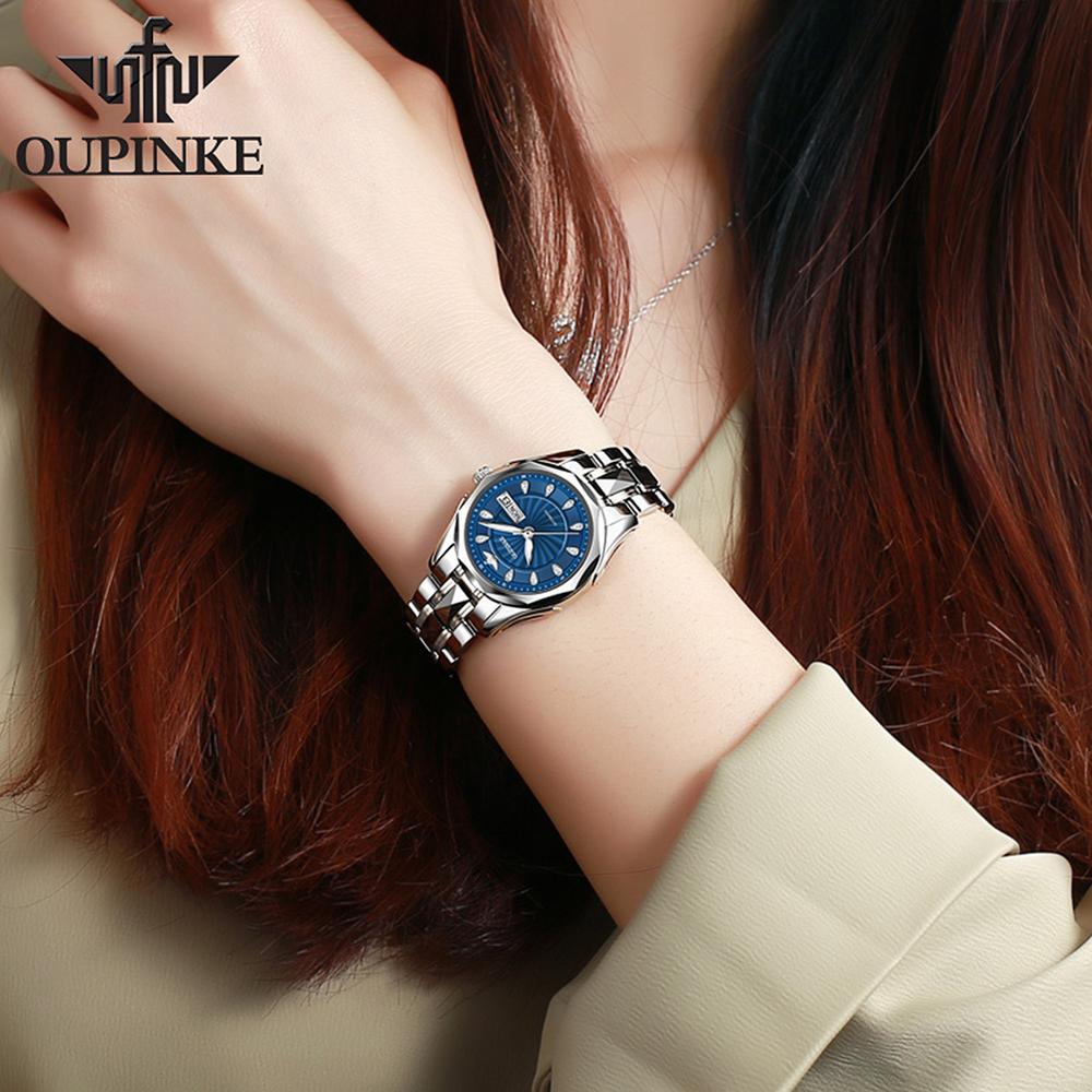 Swiss OUPINKE Top Brand beautiful/elegant Ladies Wristwatch Waterproof Watches Sapphire Mirror Tungsten Steel Watchstrap