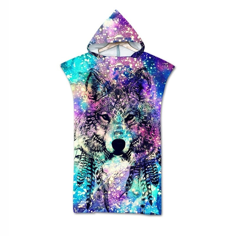 Adult custom print hoodie Beach robe / Bath robe great for the Beach or casual wear / Free Shippng