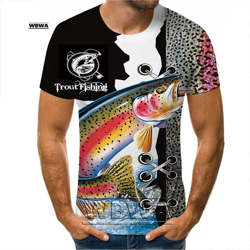Men and Ladies t-shirt popular custom 3D prints of fish / FREE Shipping