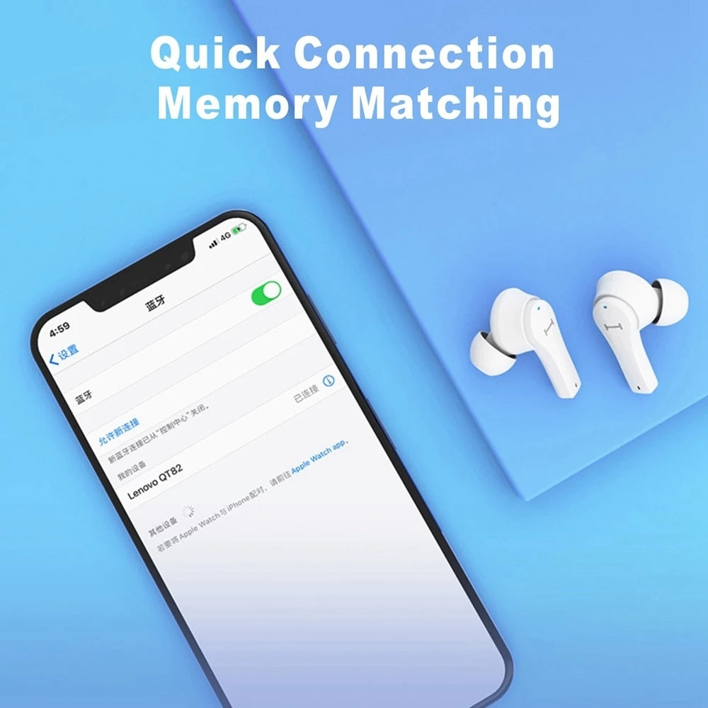 Lenovo QT82 Ture Wireless Touch Control Bluetooth Earphones Stereo HD / FREE Shipping