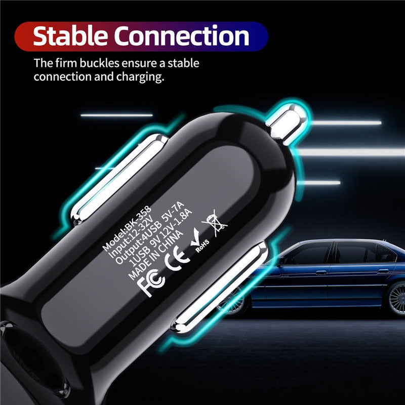 USLION 4Port USB Phone Car Charger Adapter LED Display Fast Charge-Free Shipping