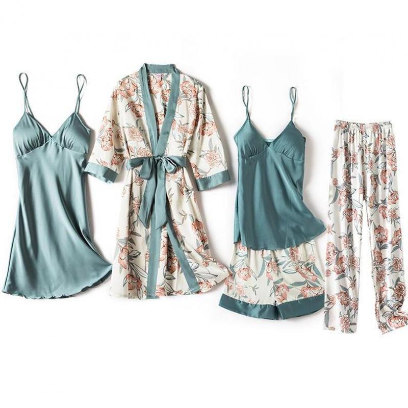 Ladies Intimate Lingerie Sexy Robe / Kimono / soft Satin Print Flowers / FREE Shipping
