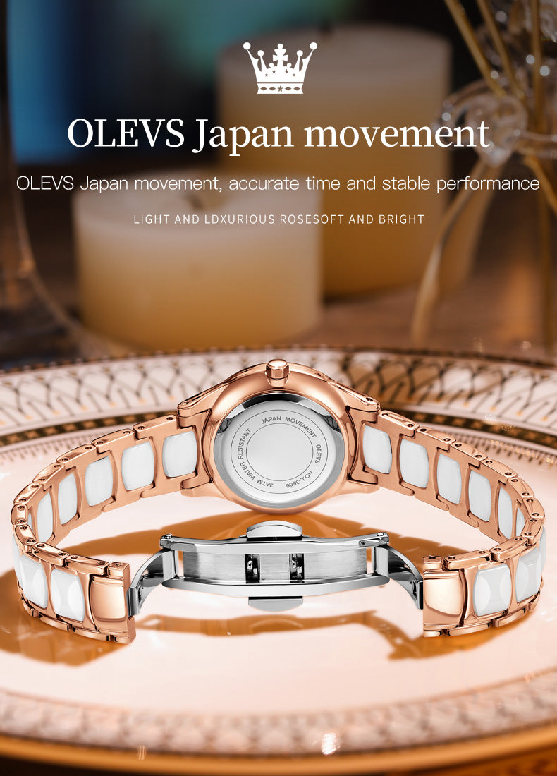 OLEVS beautiful elegant Watches for Women Camellia / Quartz / Japan Movement / 30M Waterproof