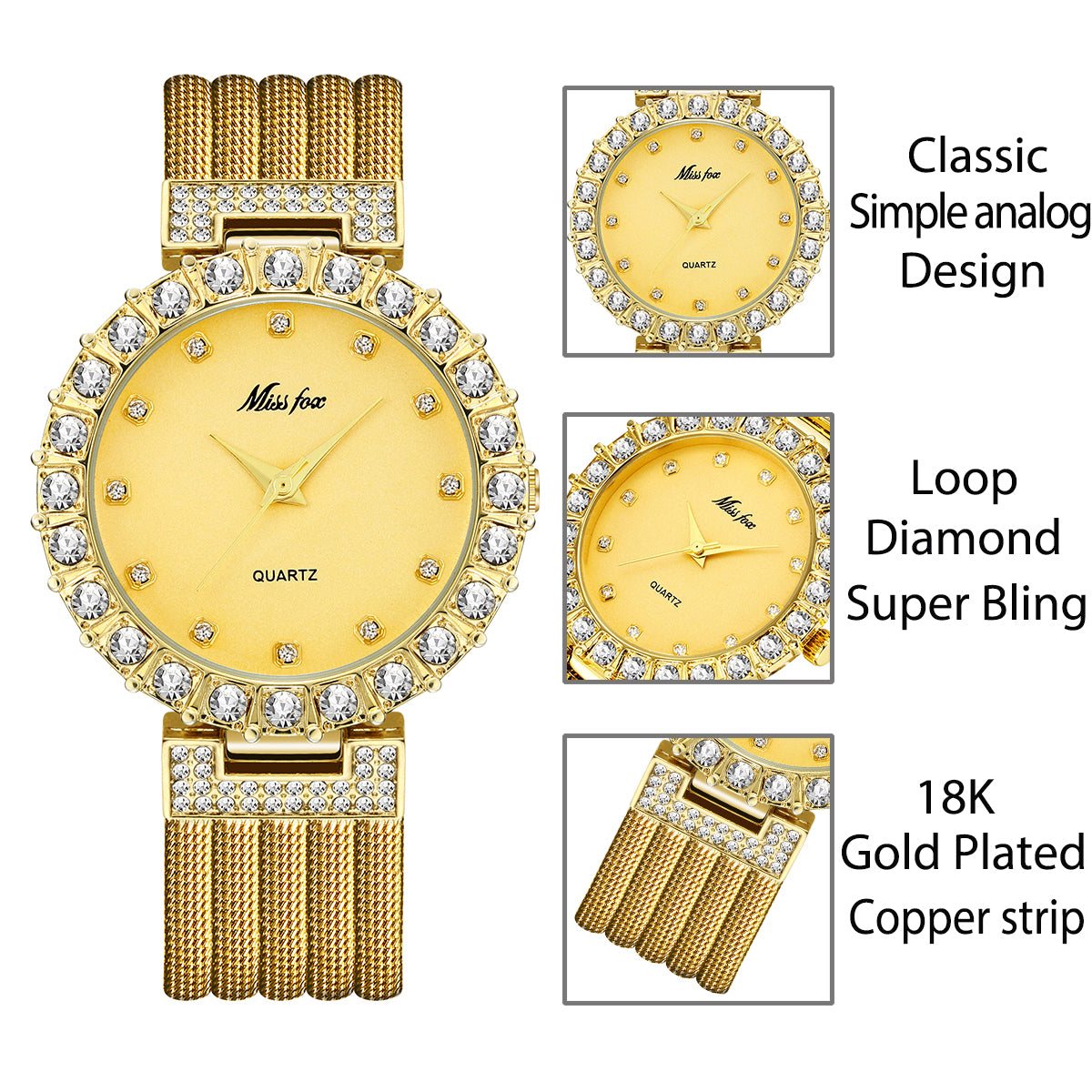 MISS FOX  Luxury watch , get 2 Miss FOX watches only $52.50 promo code K9RMTK8G7B3B
