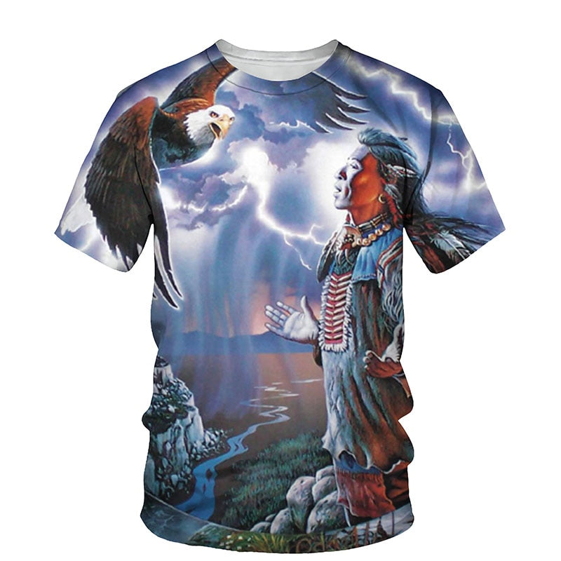 Men's fashion Indian Culture 3D Short Sleeve Casual T-shirts / FREE Shipping