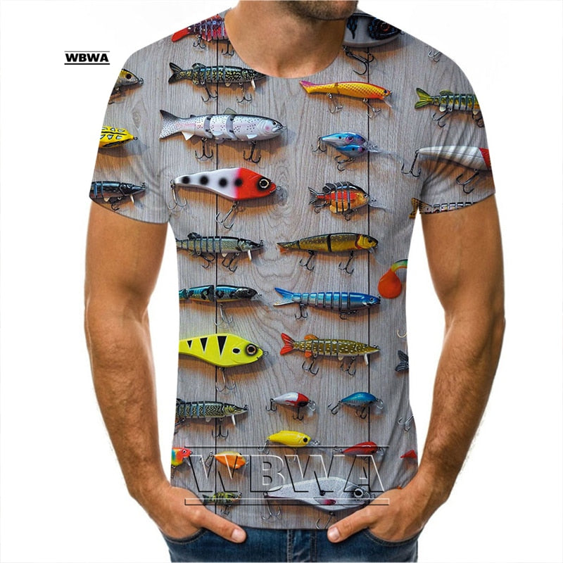 Men and Ladies t-shirt popular custom 3D prints of fish / FREE Shipping