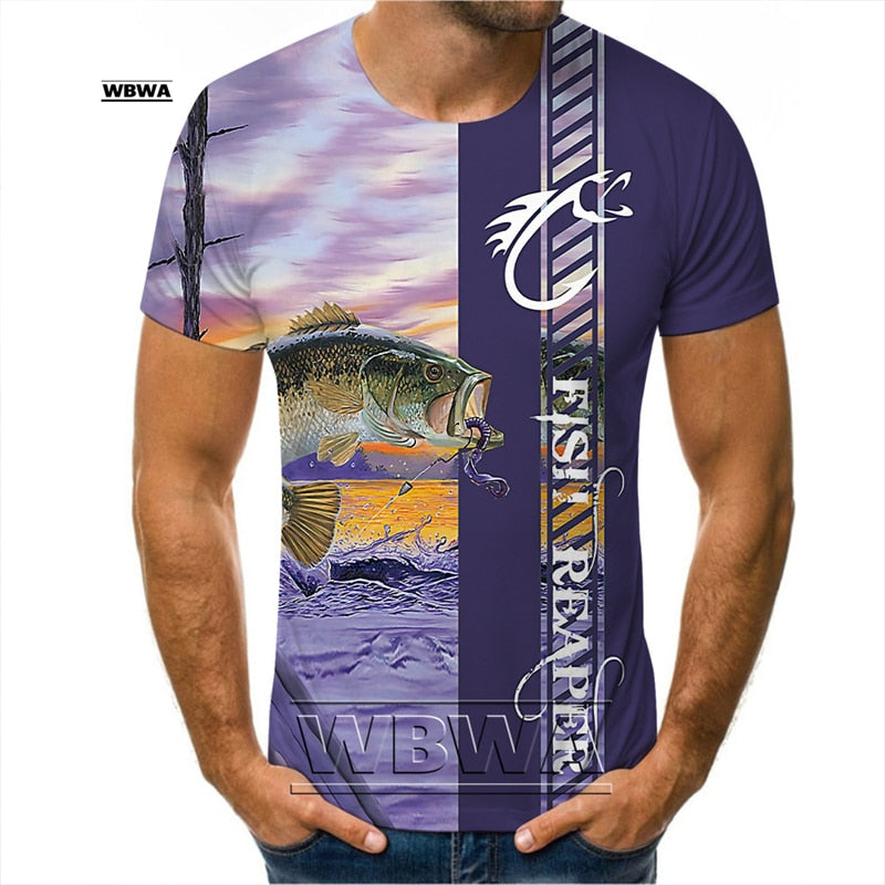 Men and Ladies t-shirt popular custom 3D prints of fish / FREE Shipping