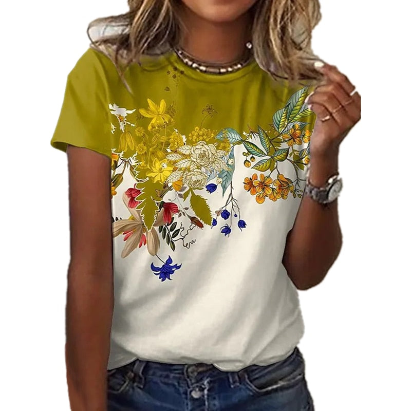 Ladies Beautiful sexy floral prints for blouse / t-shirt top comfortable / enter Discount Code RYNTGQJRZ81V BUY 4 get 1 FREE / FREE Shipping