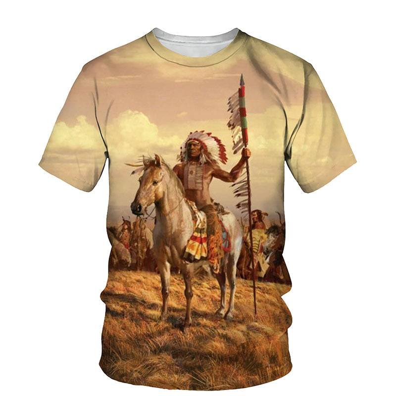 Men's fashion Indian Culture 3D Short Sleeve Casual T-shirts / FREE Shipping