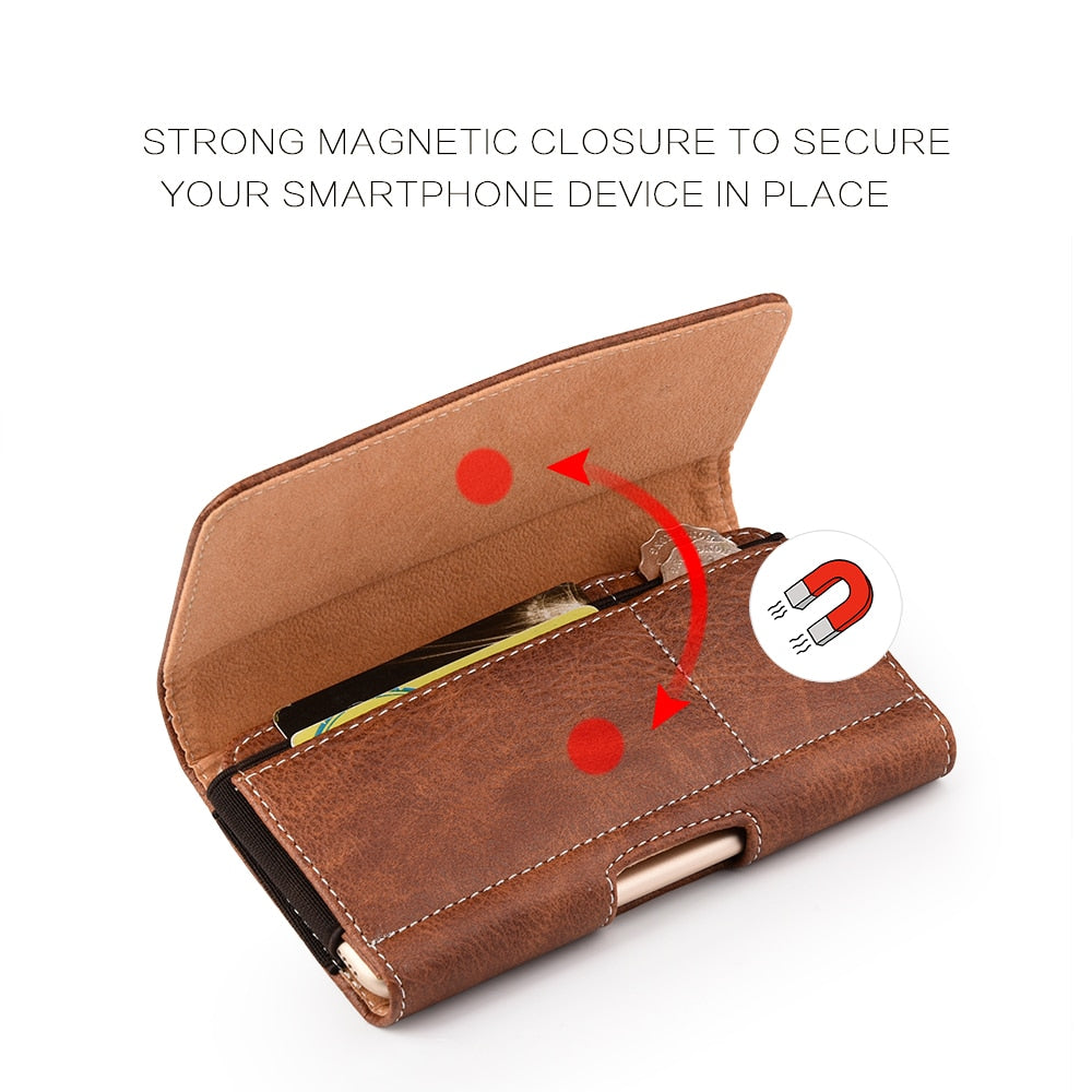Apple IPhone pouch case plus universal magnetic holster leather cover / FREE Shipping