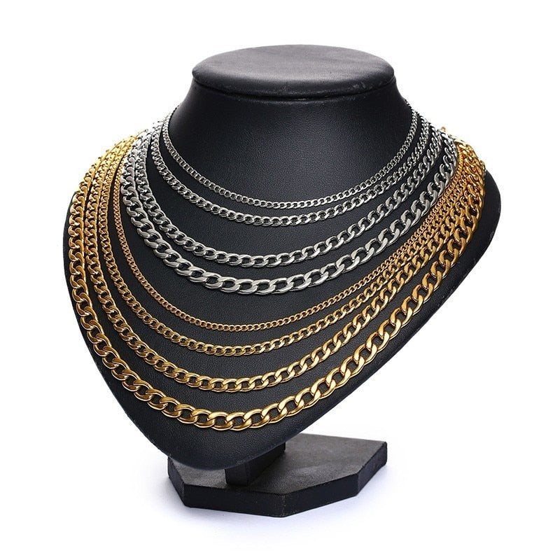 Vnox Cuban Link Chain Necklace Stainless Steel Gold or Silver / Buy 5 get 1 FREE / Enter Code RC7A4FPXGSRC /Free Shipping