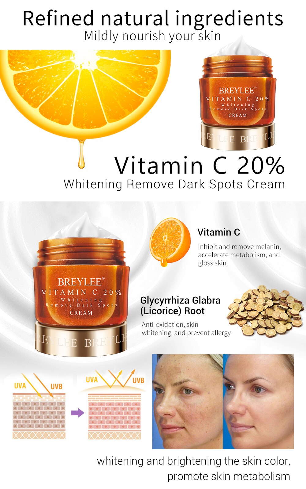 BREYLEE Face Retinol/ Hyaluronic Acid / Vitmain C facial Cream 40g / FREE shipping