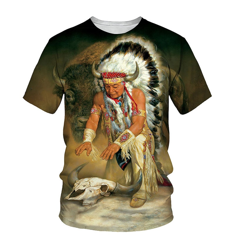 Men's fashion Indian Culture 3D Short Sleeve Casual T-shirts / FREE Shipping