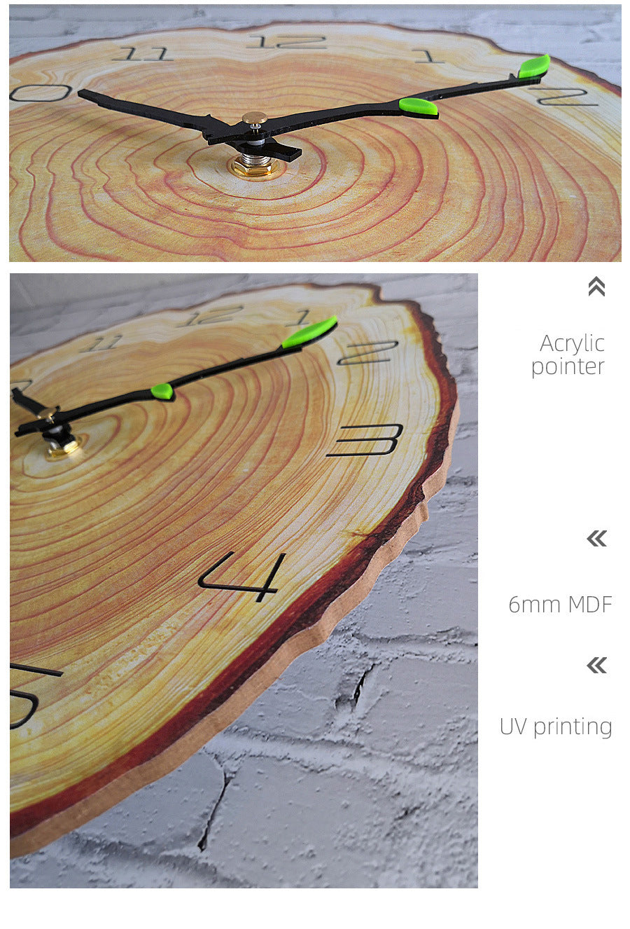3D Wood Grain 12 inch Wall Clock - Quartz / FREE Shipping - tracking available
