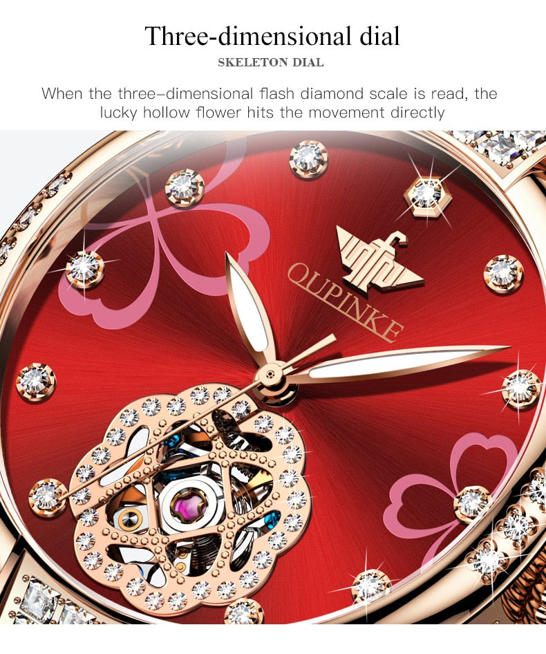 Swiss OUPINKE beautiful / elegant Top Luxury Brand Watch for Women Waterproof Gift Box