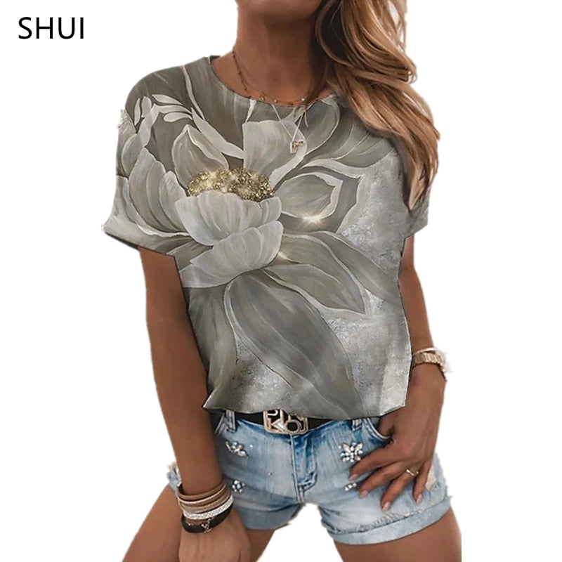 Ladies Beautiful sexy floral prints for blouse / t-shirt top comfortable / enter Discount Code RYNTGQJRZ81V BUY 4 get 1 FREE / FREE Shipping