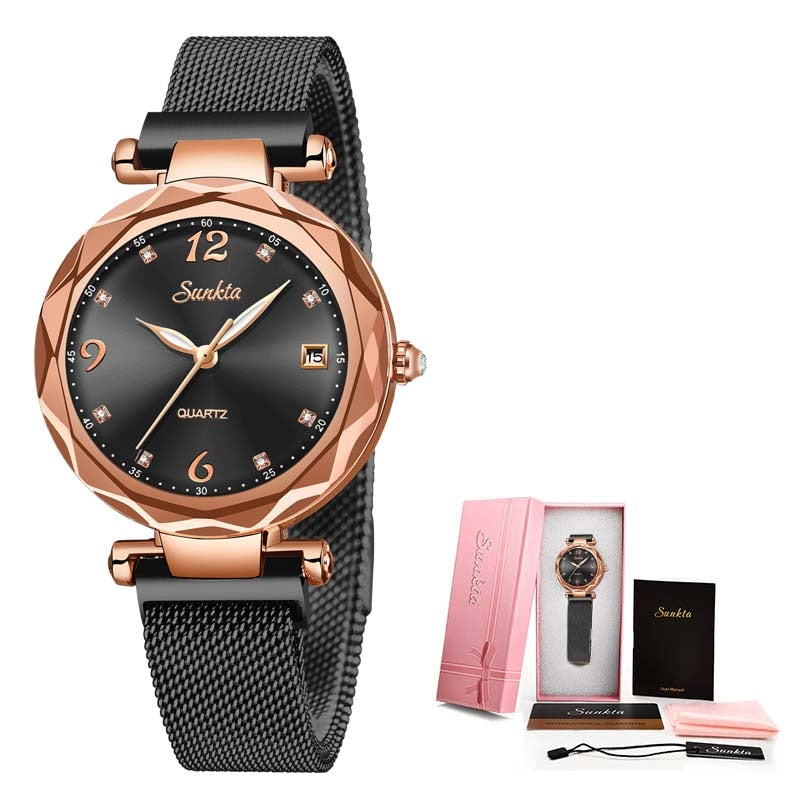 SUNKTA beautiful elegant Top Brand Watches for Women / Waterproof / Diamonds / Quartz Clock