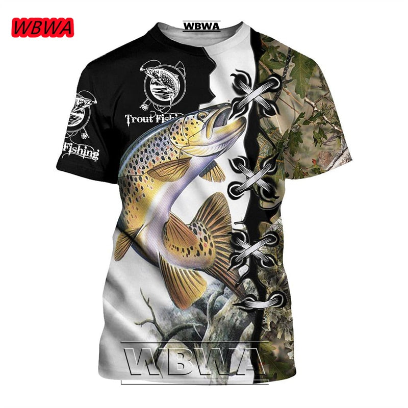 Men and Ladies t-shirt popular custom 3D prints of fish / FREE Shipping