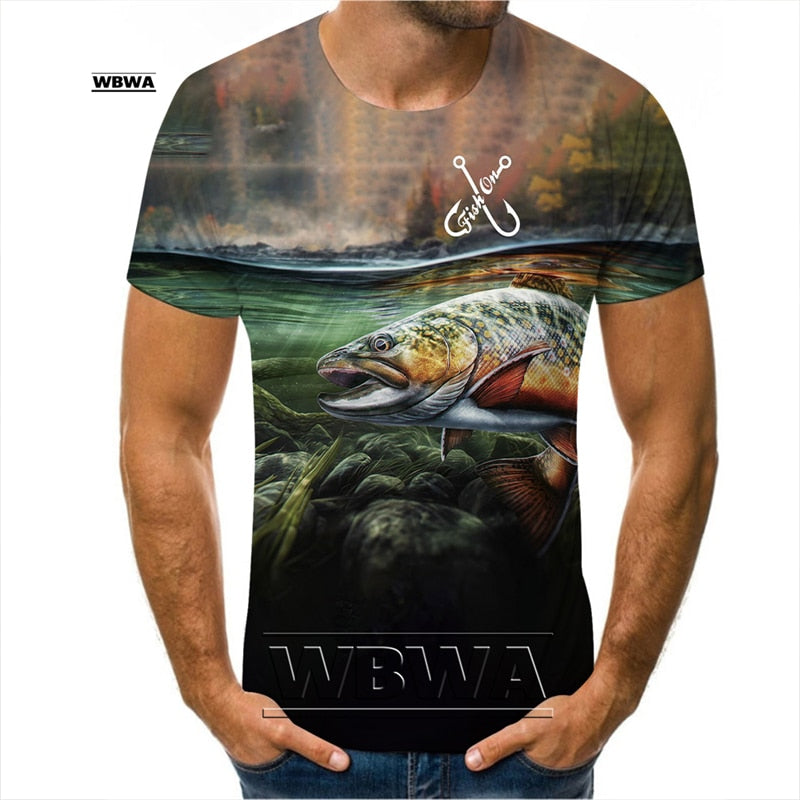 Men and Ladies t-shirt popular custom 3D prints of fish / FREE Shipping