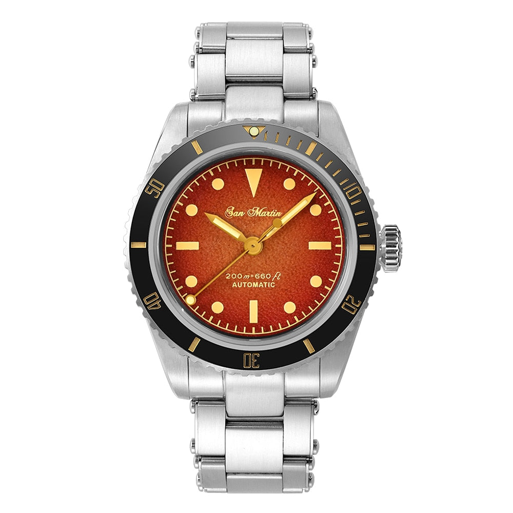 San Martin top brand Men's wrist Watch 38mm Diver 6200 Luxury Sapphire 20Bar Luminous