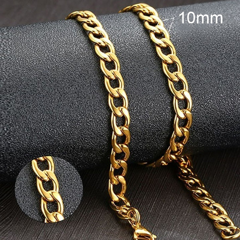 Vnox Cuban Link Chain Necklace Stainless Steel Gold or Silver / Buy 5 get 1 FREE / Enter Code RC7A4FPXGSRC /Free Shipping