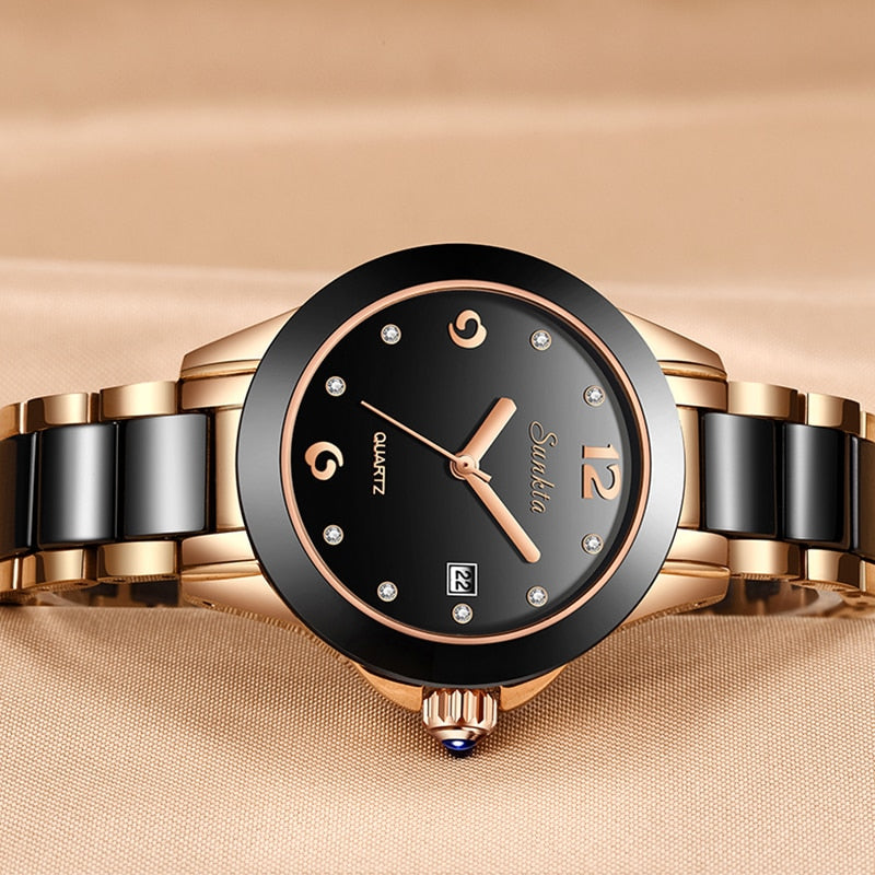 SUNKTA beautiful elegant Top Brand Watches for Women / Waterproof / Diamonds / Quartz Clock