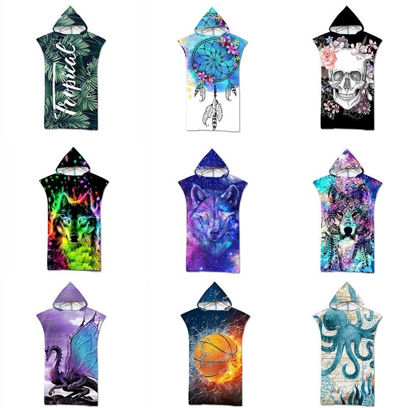 Adult custom print hoodie Beach robe / Bath robe great for the Beach or casual wear / Free Shippng