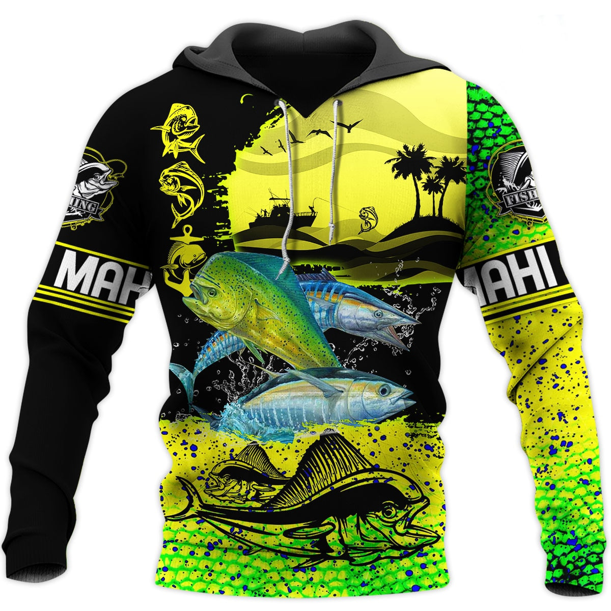 Fishing Hoodies for Women/Men of Salmon/ Bass/ Mahi and fish images / FREE shipping