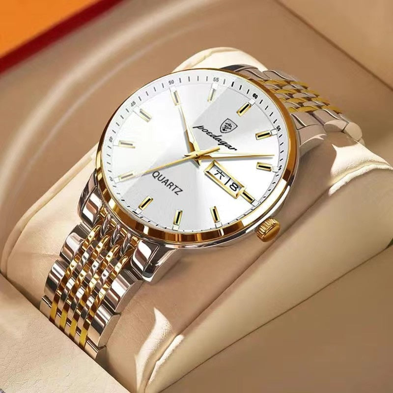 POEDAGAR Men's Quartz Watch / Waterproof / Luminous / Stainless Steel , enter Discount Code 1QFX86VKJ1AS Buy 1 get 1 FREE / FREE Shipping