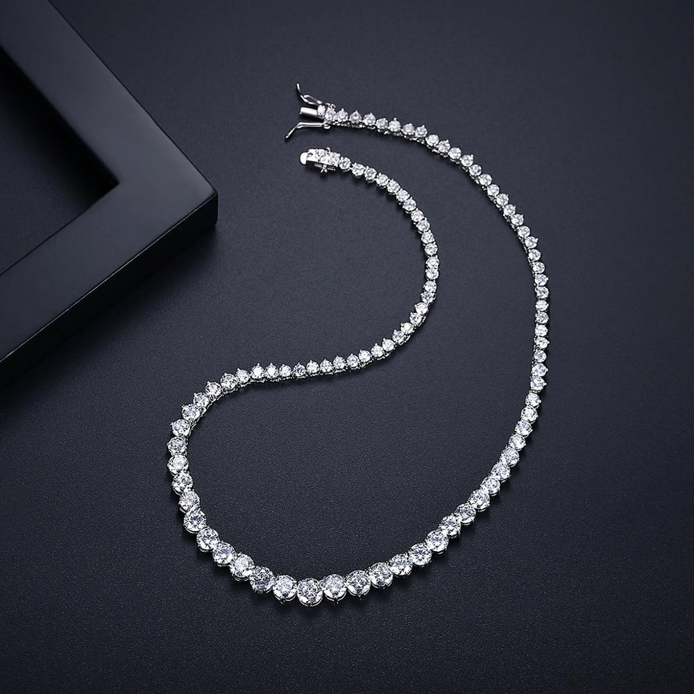 Trendy Lovers Necklace Lab Diamond Cz Stone White Gold Filled chorker Pendant Necklaces for Women Bridal Party Wedding jewelry