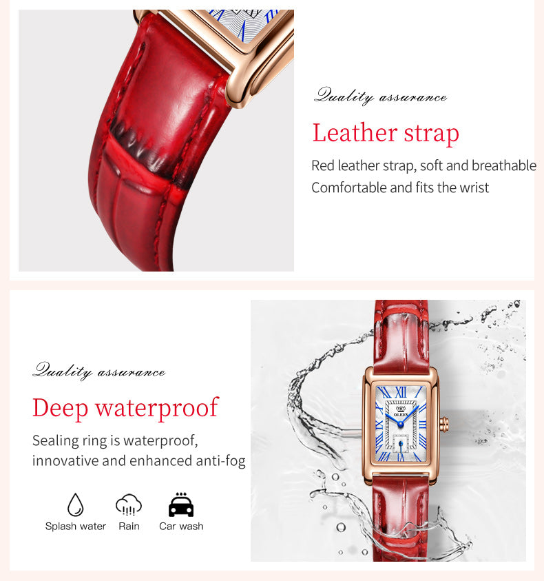 OLEVS elegant Top Luxury Brand Watch for Women / Red Quartz / Waterproof